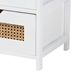 Baxton Studio Bastian Modern and Contemporary Light Beige Fabric and White Finished Wood 3-Drawer Storage Bench with Natural Rattan - FZC200365-White-Cabinet Bench