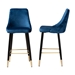 Baxton Studio Giada Contemporary Glam and Luxe Navy Blue Velvet Fabric and Dark Brown Finished Wood 2-Piece Bar Stool Set - WI-12379-Navy Blue Velvet-BS