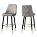 Baxton Studio Giada Contemporary Glam and Luxe Grey Velvet Fabric and Dark Brown Finished Wood 2-Piece Bar Stool Set