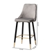 Baxton Studio Giada Contemporary Glam and Luxe Grey Velvet Fabric and Dark Brown Finished Wood 2-Piece Bar Stool Set - WI-12380-Grey Velvet-BS