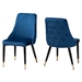 Baxton Studio Giada Contemporary Glam and Luxe Navy Blue Velvet Fabric and Dark Brown Finished Wood 2-Piece Dining Chair Set