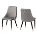 Baxton Studio Giada Contemporary Glam and Luxe Grey Velvet Fabric and Dark Brown Finished Wood 2-Piece Dining Chair Set