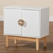 Baxton Studio Kamana Modern and Contemporary Two-Tone White and Oak Brown Finished Wood and Gold Metal 2-Door Storage Cabinet - LC21020903-White-Cabinet