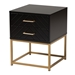 Baxton Studio Inaya Contemporary Glam and Luxe Black Finished Wood and Gold Metal 2-Drawer End Table