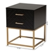 Baxton Studio Inaya Contemporary Glam and Luxe Black Finished Wood and Gold Metal 2-Drawer End Table - LCF20403-Black/Gold-ET