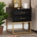 Baxton Studio Inaya Contemporary Glam and Luxe Black Finished Wood and Gold Metal 2-Drawer End Table - LCF20403-Black/Gold-ET