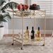 Baxton Studio Mela Contemporary Glam and Luxe Gold Metal and White Marble 2-Tier Wine Cart - H01-96218-Gold/White Marble-Cart