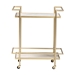 Baxton Studio Louise Contemporary Glam and Luxe Gold Metal and White Marble 2-Tier Wine Cart - H01-98877-Gold/White Marble-Cart