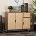 Baxton Studio Josephine Mid-Century Modern Transitional Two-Tone Walnut and Natural Brown Finished Wood and Black Metal 3-Door Sideboard - ANN-2013-Natural/Brown-Cabinet