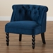 Baxton Studio Flax Classic and Traditional Navy Blue Velvet Fabric and Black Finished Wood Accent Chair - WS-GK756-Navy Blue