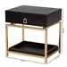Baxton Studio Melosa Modern Glam and Luxe Black Finished Wood and Gold Metal 1-Drawer End Table - JY21B010-Black/Gold-ET
