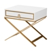 Baxton Studio Lilibet Modern Glam and Luxe White Finished Wood and Gold Metal 1-Drawer End Table