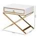 Baxton Studio Lilibet Modern Glam and Luxe White Finished Wood and Gold Metal 1-Drawer End Table - JY21B017-White/Gold-ET