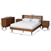 Baxton Studio Rina Mid-Century Modern Ash Walnut Finished Wood 4-Piece Queen Size Bedroom Set with Synthetic Rattan - MG97151-Ash Walnut-Queen-4PC Set