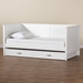 Baxton Studio Viva Classic and Traditional White Finished Wood Full Size Daybed with Roll-Out Trundle - Viva-White-Daybed-Full with Trundle