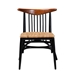 Baxton Studio Parthenia Mid-Century Modern Two-Tone Black and Walnut Brown Finished Mahogany Wood and Natural Rattan Dining Chair - Promedane-Black Rattan-DC
