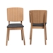 Baxton Studio Denmark Mid-Century Modern Black Fabric and French Oak Brown Finished Rubberwood 2-Piece Dining Chair Set - Denmark-French Oak-DC