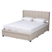 Baxton Studio Coronado Mid-Century Modern Transitional Beige Fabric Full Size 3-Drawer Storage Platform Bed