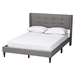Baxton Studio Casol Mid-Century Modern Transitional Grey Fabric Upholstered Full Size Platform Bed