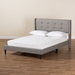 Baxton Studio Casol Mid-Century Modern Transitional Grey Fabric Upholstered Queen Size Platform Bed - CF 9272-C-Vele-C-Grey-Queen