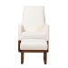 Baxton Studio Yashiya Mid-Century Modern Off-White Boucle Upholstered and Walnut Brown Finished Wood 2-Piece Rocking Chair and Ottoman Set - BBT5199-Cream/Walnut Set