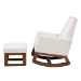 Baxton Studio Yashiya Mid-Century Modern Off-White Boucle Upholstered and Walnut Brown Finished Wood 2-Piece Rocking Chair and Ottoman Set - BBT5199-Cream/Walnut Set
