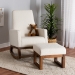 Baxton Studio Yashiya Mid-Century Modern Off-White Boucle Upholstered and Walnut Brown Finished Wood 2-Piece Rocking Chair and Ottoman Set - BBT5199-Cream/Walnut Set