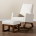Baxton Studio Yashiya Mid-Century Modern Off-White Boucle Upholstered and Walnut Brown Finished Wood 2-Piece Rocking Chair and Ottoman Set - BBT5199-Cream/Walnut Set