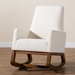 Baxton Studio Yashiya Mid-Century Modern Off-White Boucle Upholstered and Walnut Brown Finished Wood Rocking Chair - BBT5199-Cream/Walnut-RC