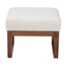 Baxton Studio Yashiya Mid-Century Modern Off-White Boucle Upholstered and Walnut Brown Finished Wood Ottoman Footstool - BBT5200-Cream/Walnut-Stool
