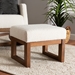 Baxton Studio Yashiya Mid-Century Modern Off-White Boucle Upholstered and Walnut Brown Finished Wood Ottoman Footstool - BBT5200-Cream/Walnut-Stool