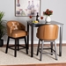 Baxton Studio Theron Mid-Century Transitional Tan Faux Leather and Espresso Brown Finished Wood 2-Piece Swivel Counter Stool Set - BBT5210C-Tan/Dark Brown-CS