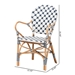 bali & pari Bryson Modern French Blue and White Weaving and Natural Rattan Bistro Chair - BC010-W2-Rattan-DC Arm