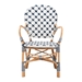 bali & pari Bryson Modern French Blue and White Weaving and Natural Rattan Bistro Chair - BC010-W2-Rattan-DC Arm