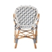 Baxton Studio Bryson Modern French Blue and White Weaving and Natural Rattan Bistro Chair - BC010-W2-Rattan-DC Arm