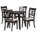 Baxton Studio Brooke Modern Grey Fabric and Dark Brown Finished Wood 5-Piece Dining Set
