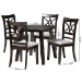 Baxton Studio Brooke Modern Grey Fabric and Dark Brown Finished Wood 5-Piece Dining Set - Brooke-Grey/Dark Brown-5PC Dining Set