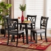 Baxton Studio Brooke Modern Grey Fabric and Dark Brown Finished Wood 5-Piece Dining Set - Brooke-Grey/Dark Brown-5PC Dining Set