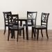 Baxton Studio Brooke Modern Grey Fabric and Dark Brown Finished Wood 5-Piece Dining Set - Brooke-Grey/Dark Brown-5PC Dining Set
