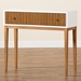 Baxton Studio Odile Mid-Century Modern Two-Tone Natural Brown and White Bayur Wood 1-Drawer Console Table - OND6-Console