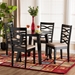 Baxton Studio Ruby Modern Beige Fabric and Dark Brown Finished Wood 5-Piece Dining Set - Ruby-Sand/Dark Brown-5PC Dining Set