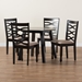 Baxton Studio Ruby Modern Beige Fabric and Dark Brown Finished Wood 5-Piece Dining Set - Ruby-Sand/Dark Brown-5PC Dining Set
