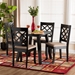 Baxton Studio Lexi Modern Beige Fabric and Dark Brown Finished Wood 5-Piece Dining Set - Lexi-Sand/Dark Brown-5PC Dining Set