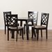 Baxton Studio Lexi Modern Beige Fabric and Dark Brown Finished Wood 5-Piece Dining Set - Lexi-Sand/Dark Brown-5PC Dining Set