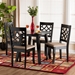 Baxton Studio Thea Modern Beige Fabric and Dark Brown Finished Wood 5-Piece Dining Set - Thea-Sand/Dark Brown-5PC Dining Set