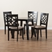 Baxton Studio Thea Modern Beige Fabric and Dark Brown Finished Wood 5-Piece Dining Set - Thea-Sand/Dark Brown-5PC Dining Set