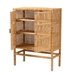 bali & pari Vivan Modern Bohemian Natural Brown Rattan and Mahogany Wood 3-Shelf Storage Cabinet - Vivan-W81-Mahogany-Cabinet