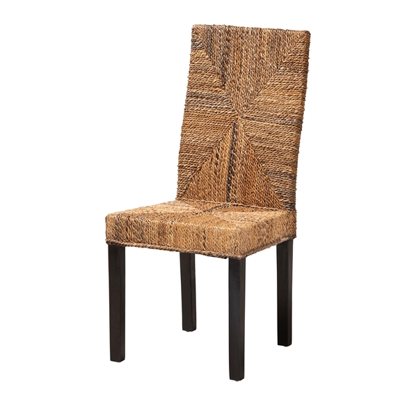 Baxton Studio Laymi Modern Bohemian Dark Brown Mahogany Wood and Banana Fiber Dining Chair