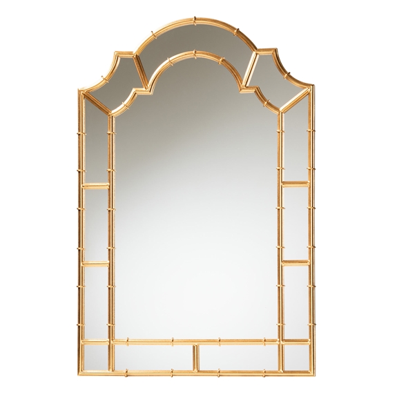 Baxton Studio Bedivere Modern Glam and Luxe Antique Goldleaf Metal Accent Wall Mirror