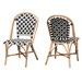 Baxton Studio Ambre Modern French Black and White Weaving Natural Rattan 2-Piece Bistro Chair Set